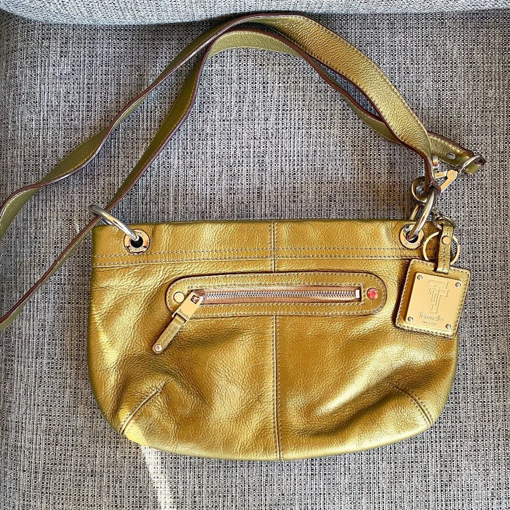 Tignanello Leather Gold Shoulder Purse